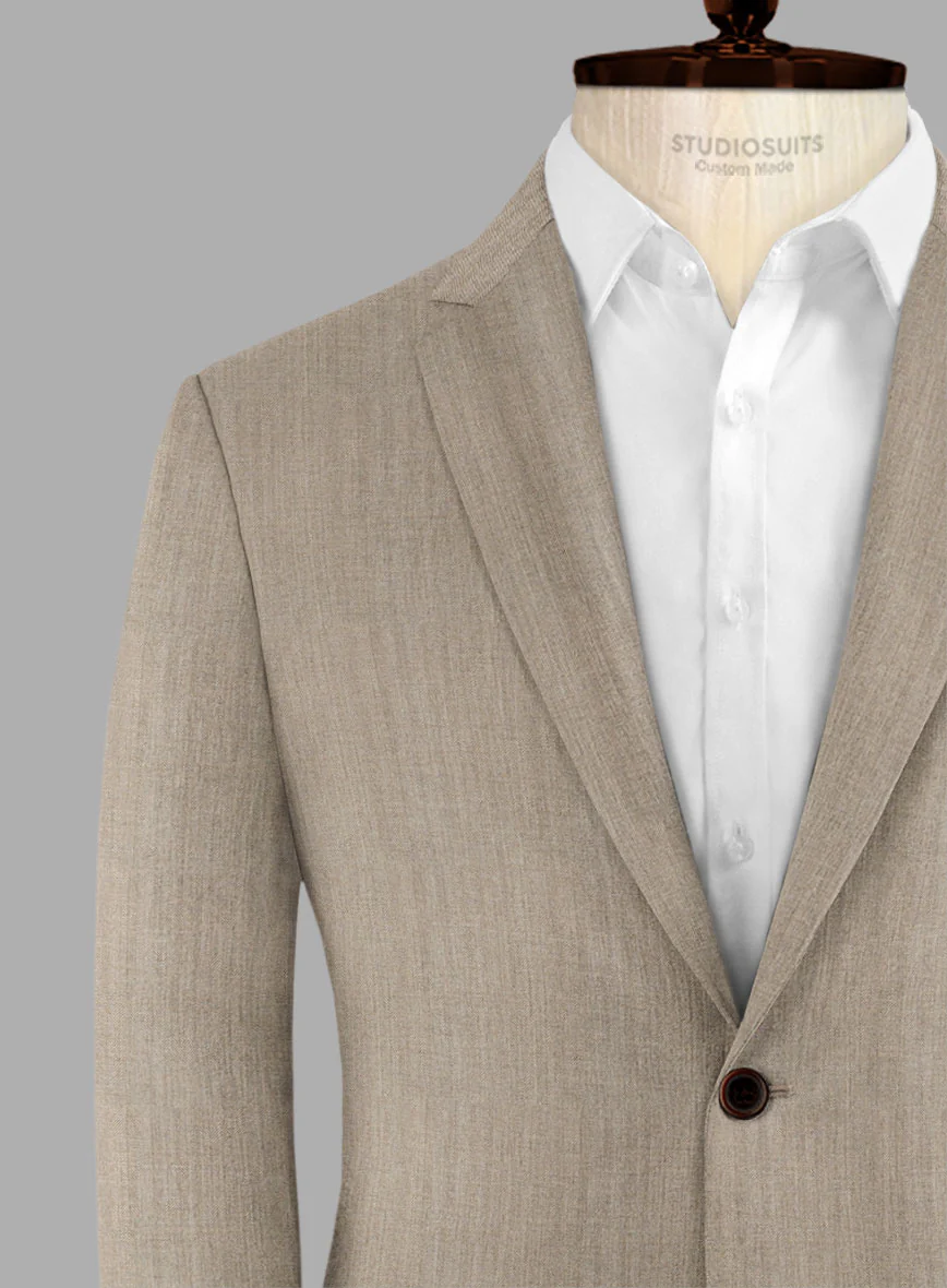 Hardy Minnis Dark Beige Herringbone Wool Suit - Image 5