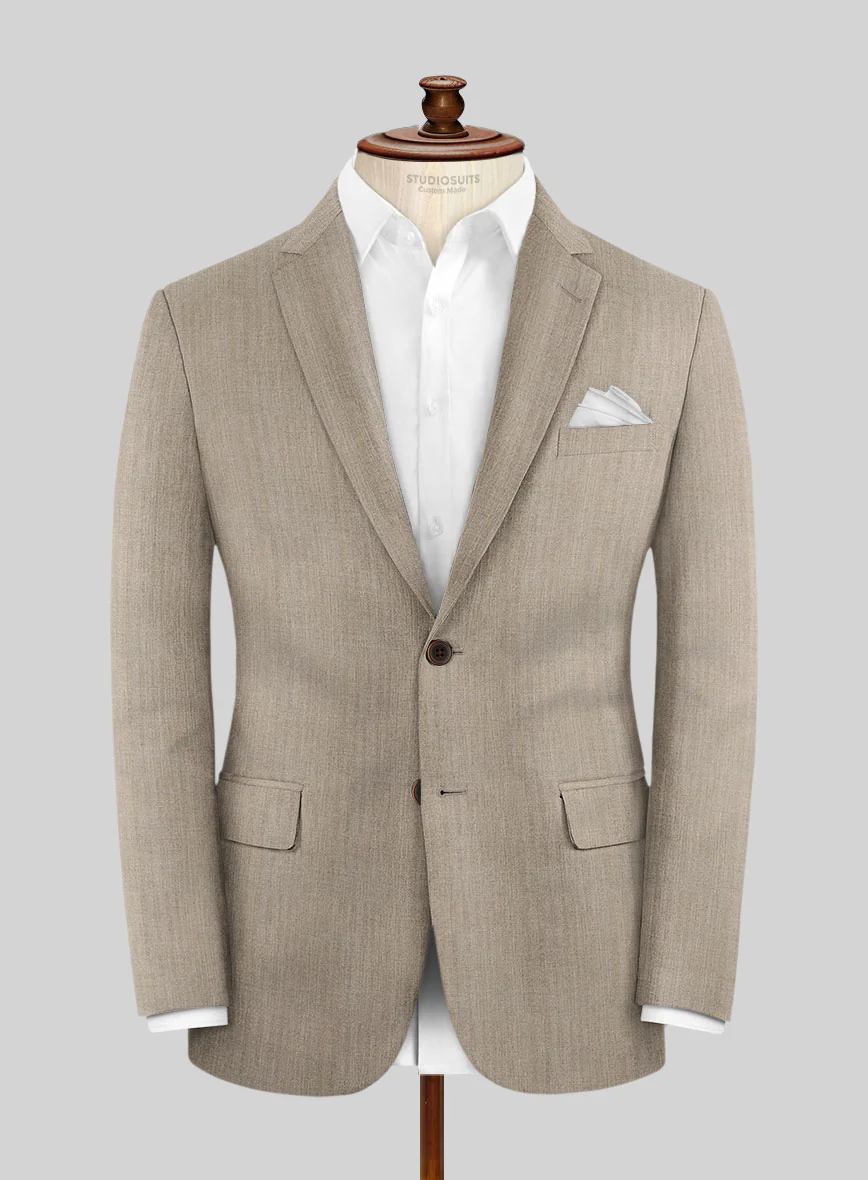 Hardy Minnis Dark Beige Herringbone Wool Suit - Image 6