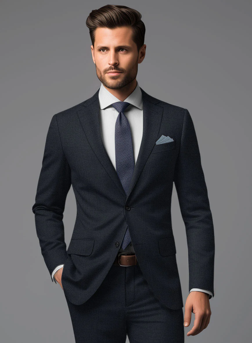 Hardy Minnis Dark Blue Birdseye Wool Jacket - Image 2