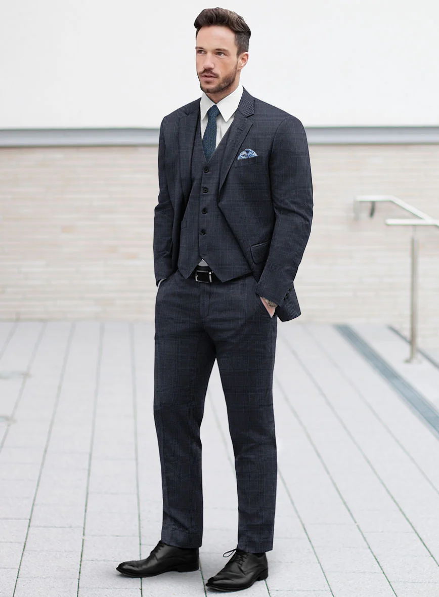 Hardy Minnis Dark Blue Check Wool Suit - Image 2