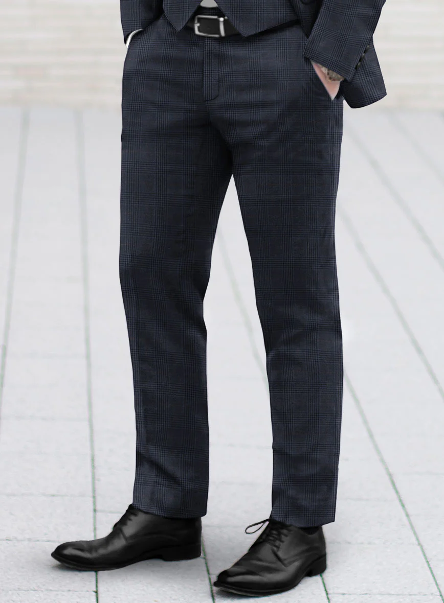Hardy Minnis Dark Blue Checks Wool Pants - Image 2