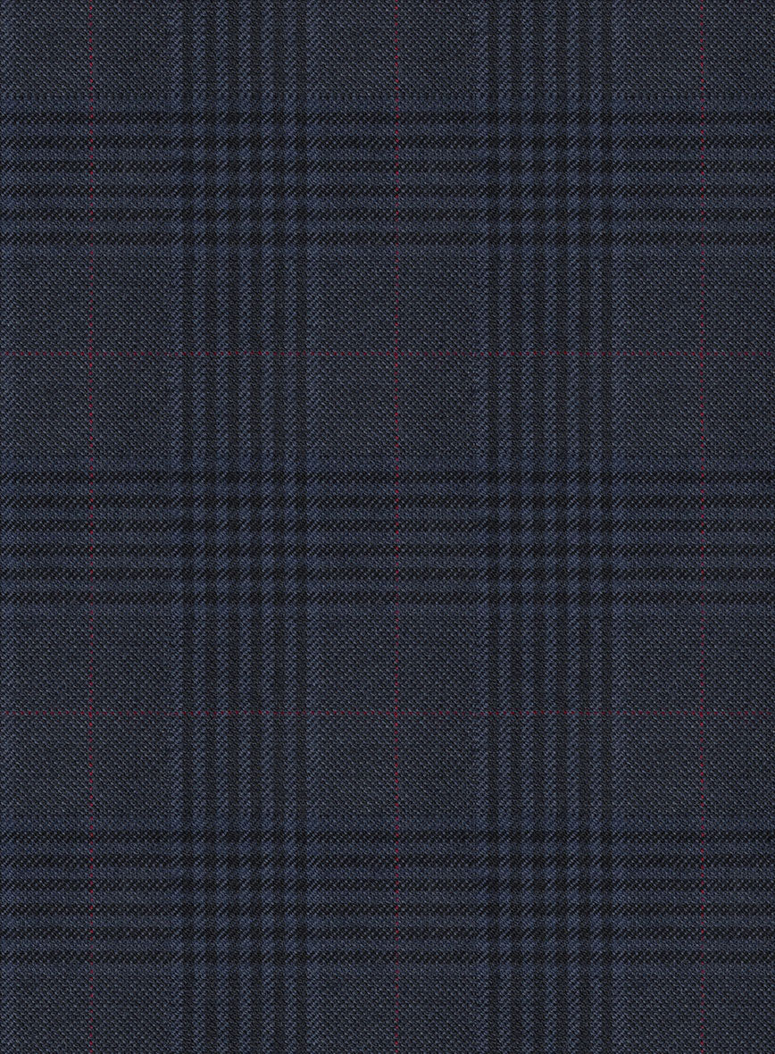 Hardy Minnis Dark Blue Checks Wool Pants - Image 3