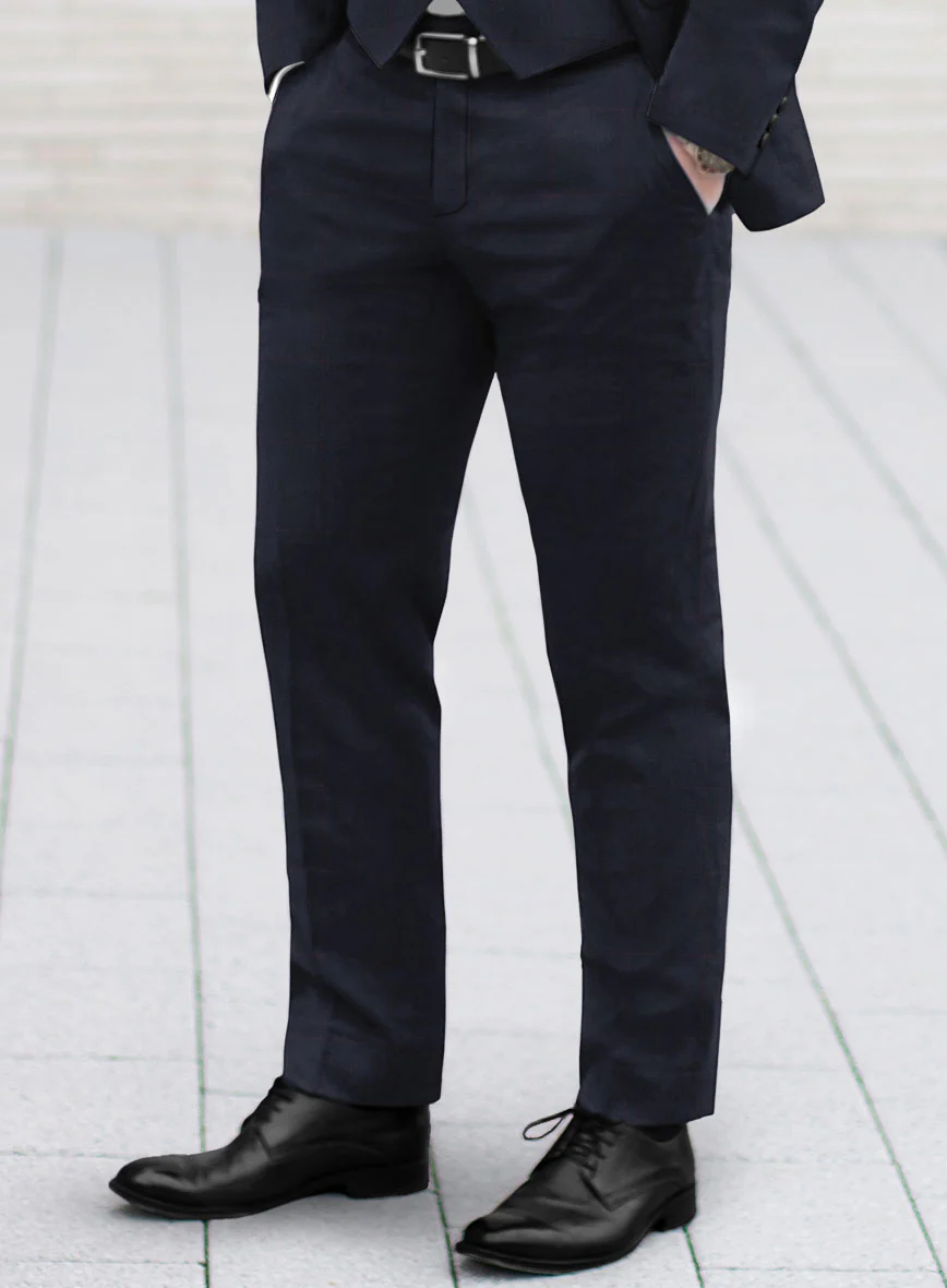 Hardy Minnis Dark Blue Glen Wool Pants - Image 2