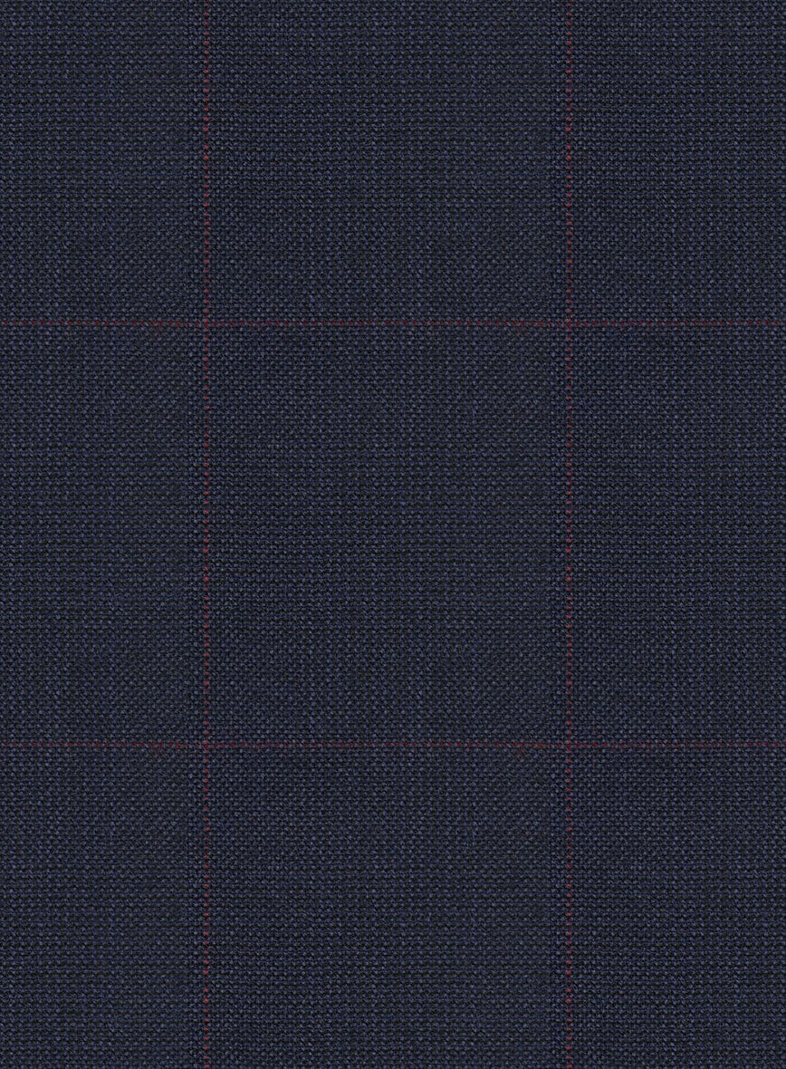 Hardy Minnis Dark Blue Glen Wool Pants - Image 3