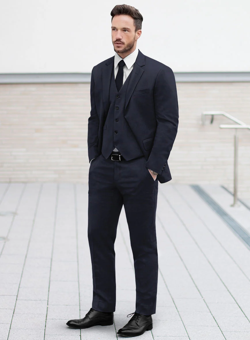 Hardy Minnis Dark Blue Glen Wool Suit - Image 2