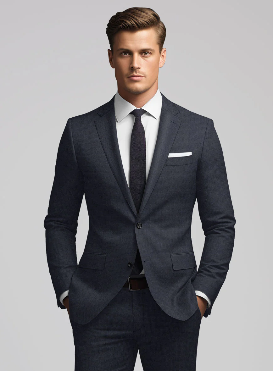 Hardy Minnis Dark Blue Nailhead Wool Suit - Image 4
