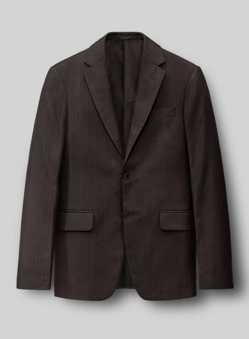 Hardy Minnis Dark Brown Herringbone Wool Suit - Image 3