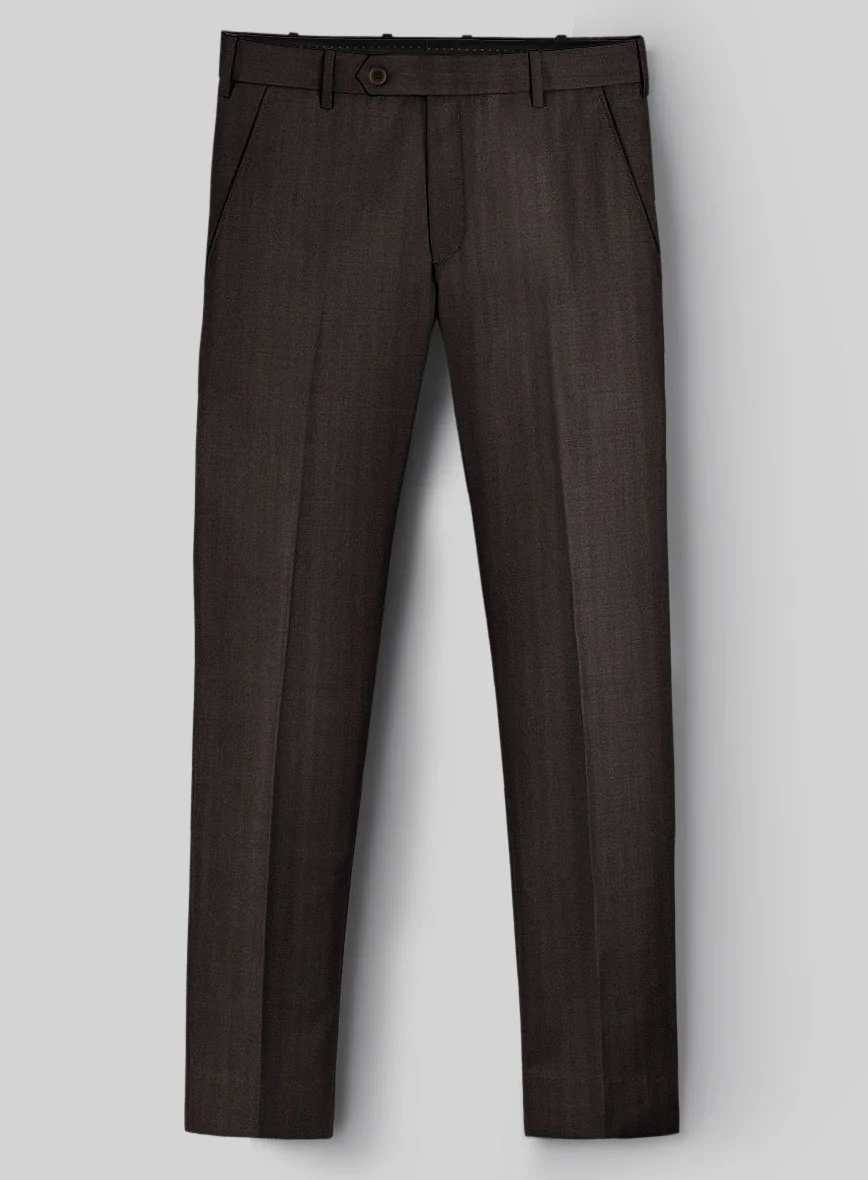 Hardy Minnis Dark Brown Herringbone Wool Suit - Image 7