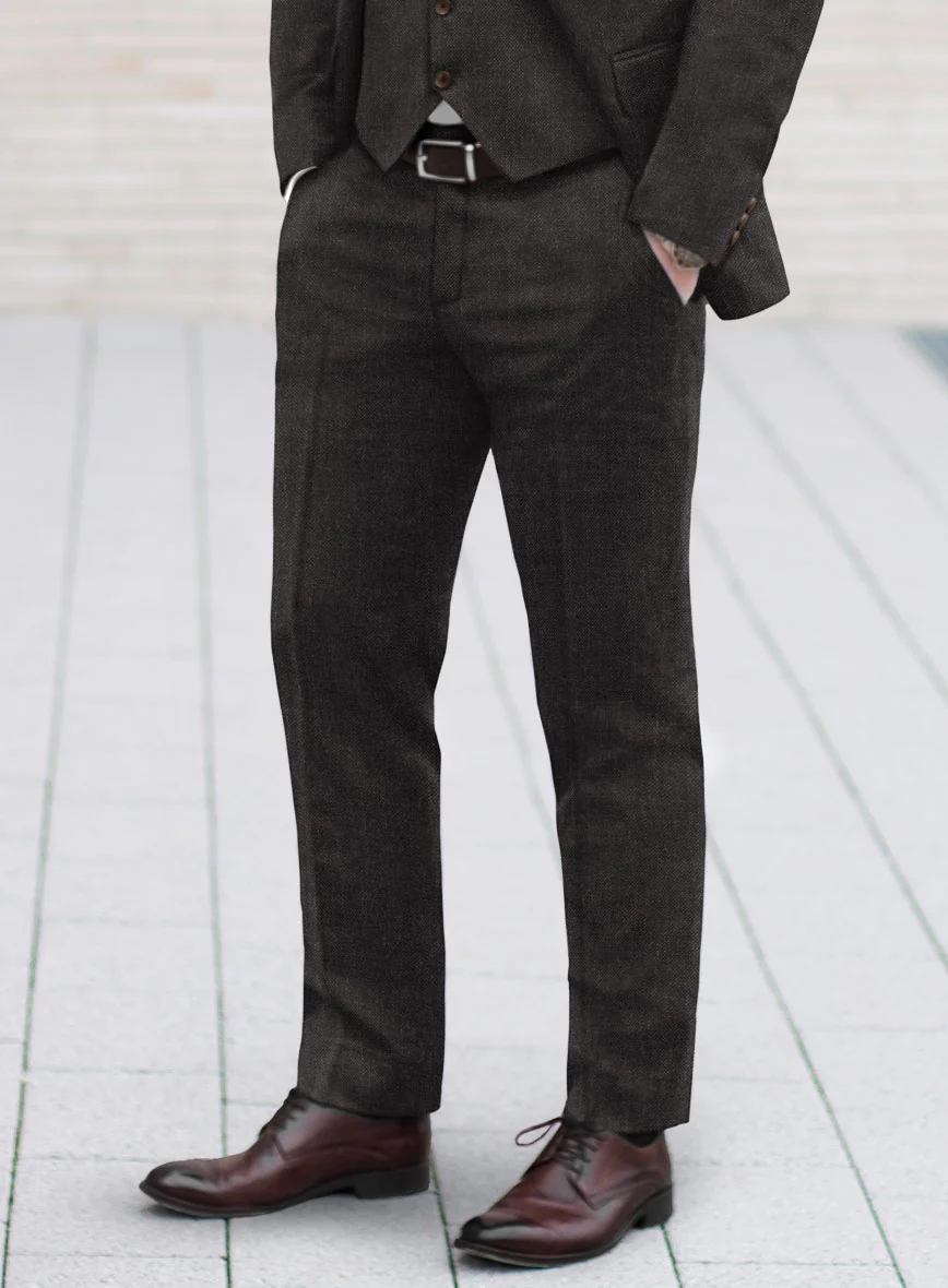 Hardy Minnis Dark Brown Sharkskin Wool Pants - Image 2