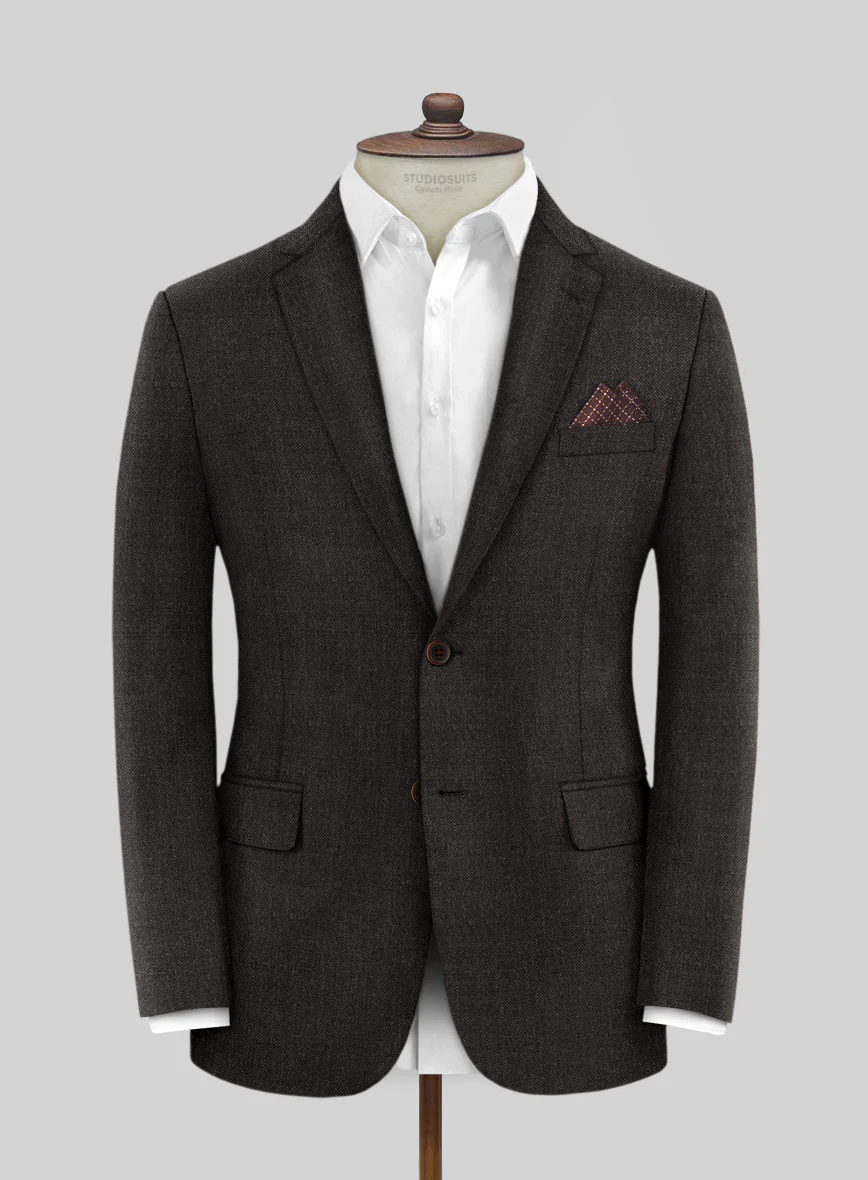 Hardy Minnis Dark Brown Sharkskin Wool Suit - Image 4