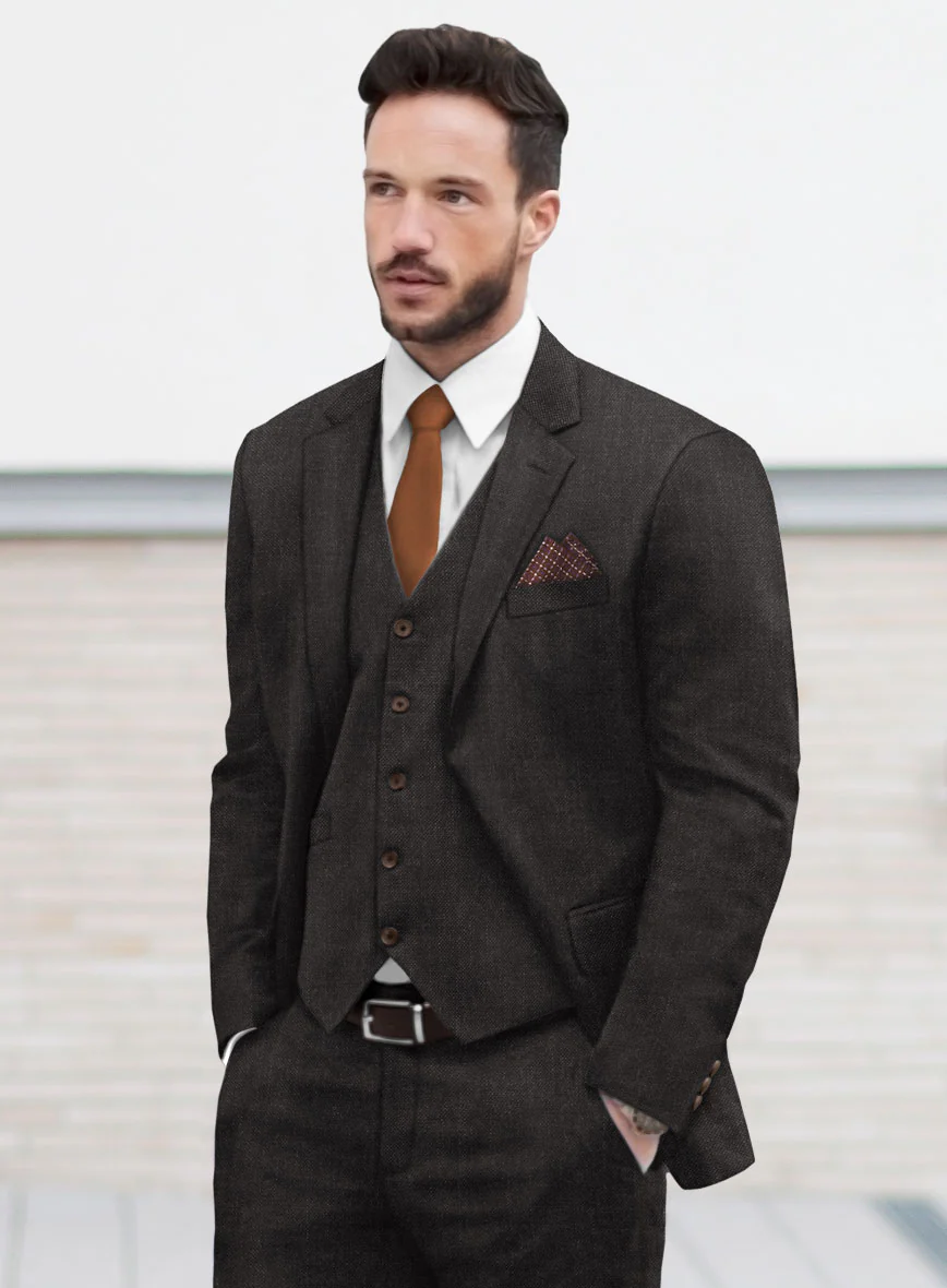 Hardy Minnis Dark Brown Sharkskin Wool Suit - Image 5