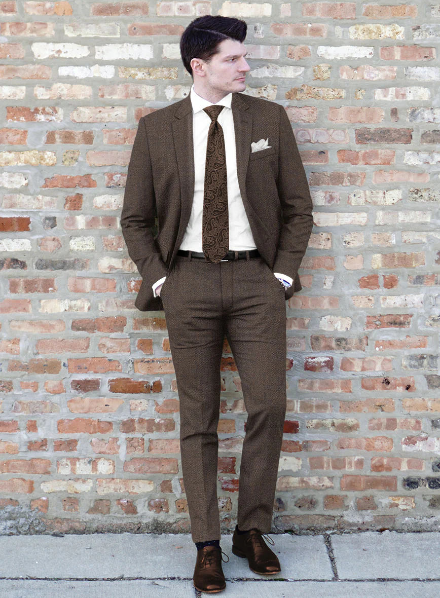 Hardy Minnis Dark Brown Twill Wool Suit - Image 2