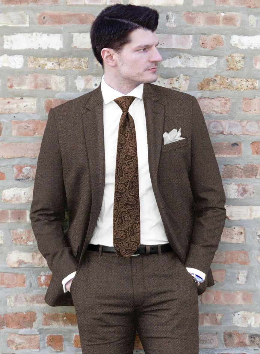 Hardy Minnis Dark Brown Twill Wool Suit - Image 4