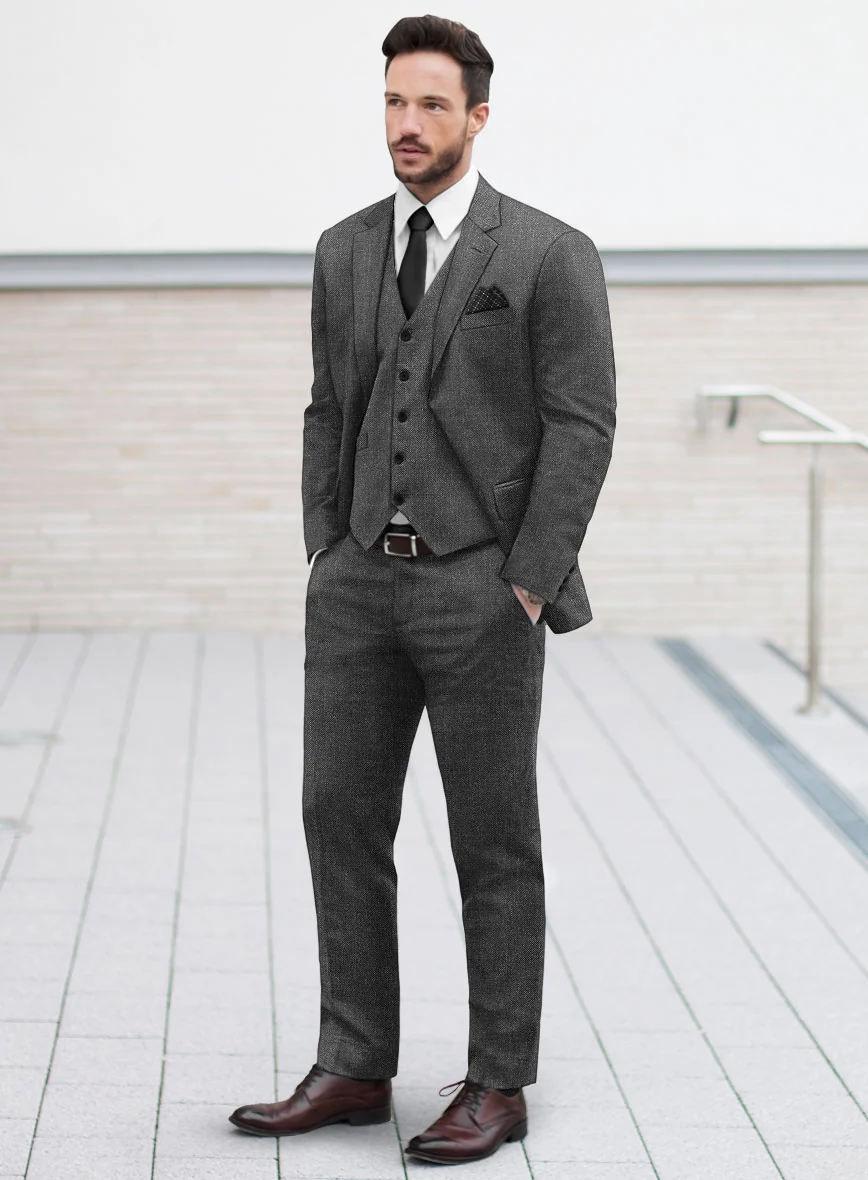 Hardy Minnis Dark Gray Sharkskin Wool Suit - Image 2
