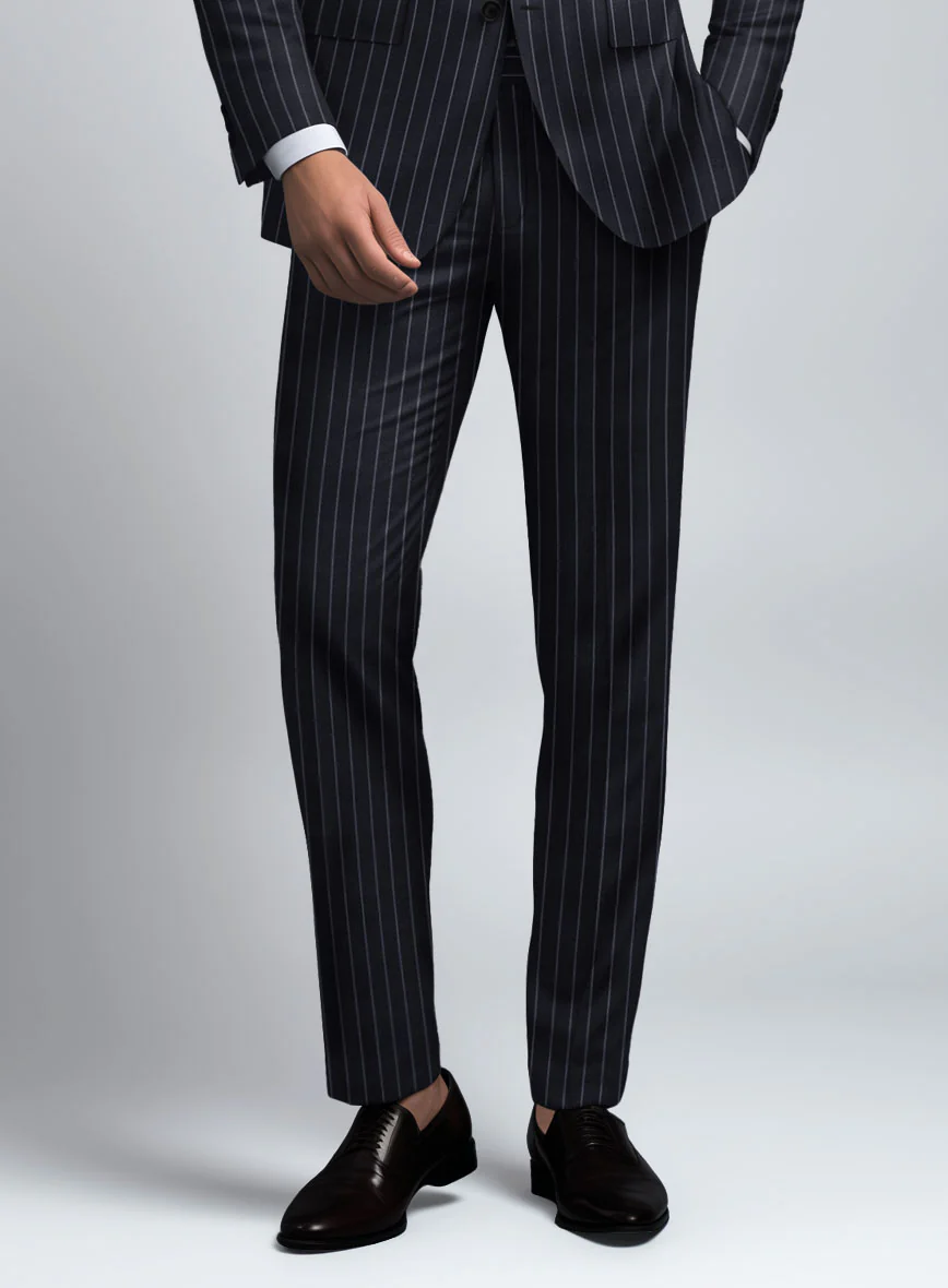 Hardy Minnis Deep Blue Rope Stripe Wool Pants - Image 2