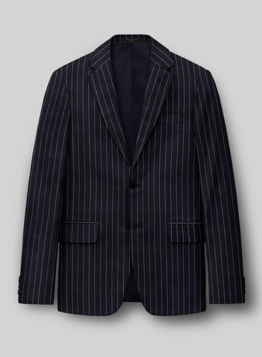 Hardy Minnis Deep Blue Rope Stripe Wool Suit - Image 3