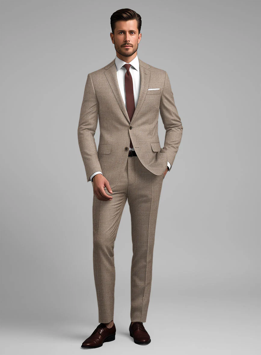 Hardy Minnis Light Brown Twill Wool Suit - Image 2