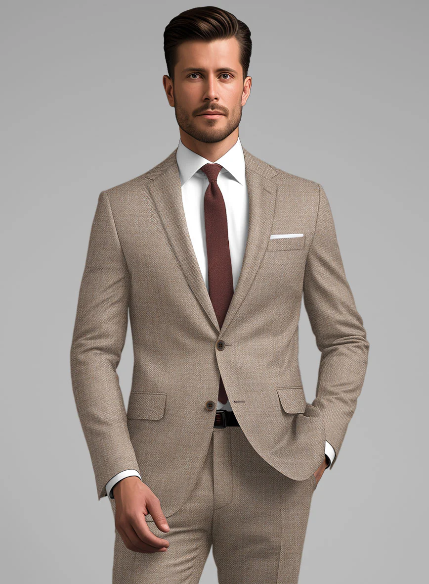 Hardy Minnis Light Brown Twill Wool Suit - Image 4