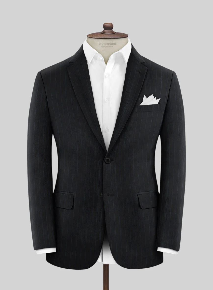 Hardy Minnis Midnight Blue Chalkstripe Wool Jacket - Image 3