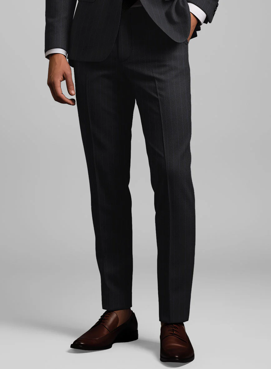 Hardy Minnis Midnight Blue Chalkstripe Wool Pant - Image 2