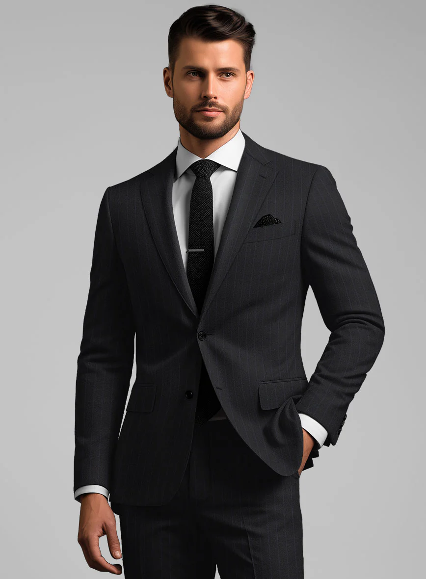 Hardy Minnis Midnight Blue Chalkstripe Wool Suit - Image 4