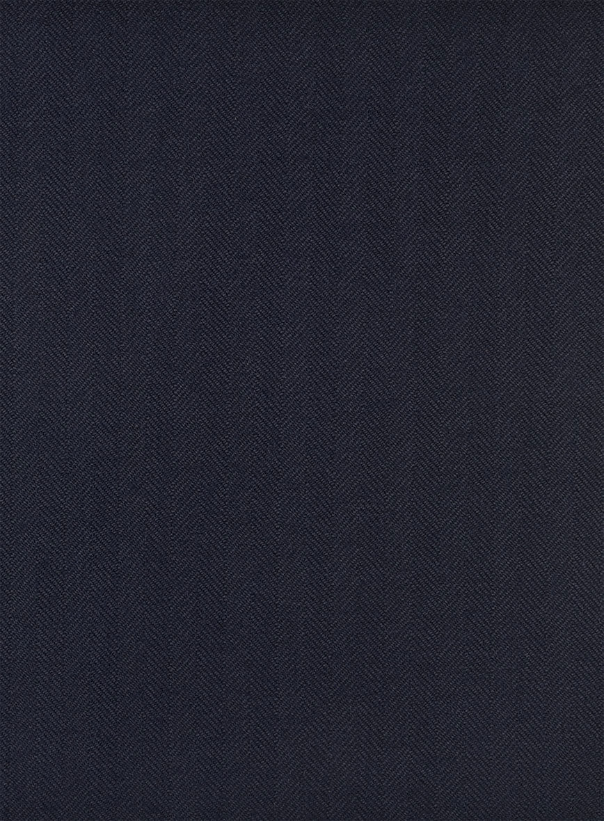 Hardy Minnis Navy Blue Herringbone Wool Pants - Image 3