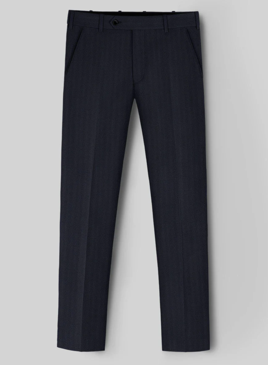 Hardy Minnis Navy Blue Herringbone Wool Suit - Image 7