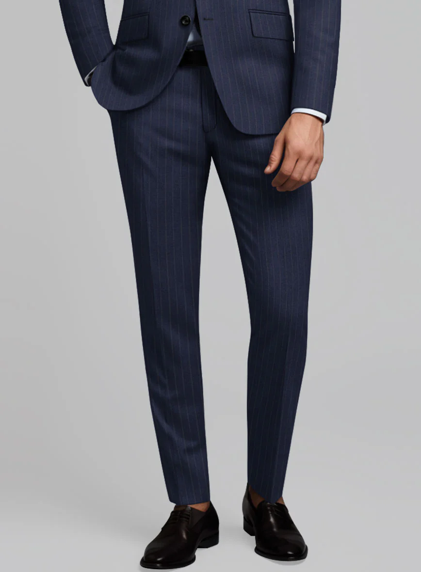 Hardy Minnis Navy Blue Pinstripe Wool Pants - Image 2