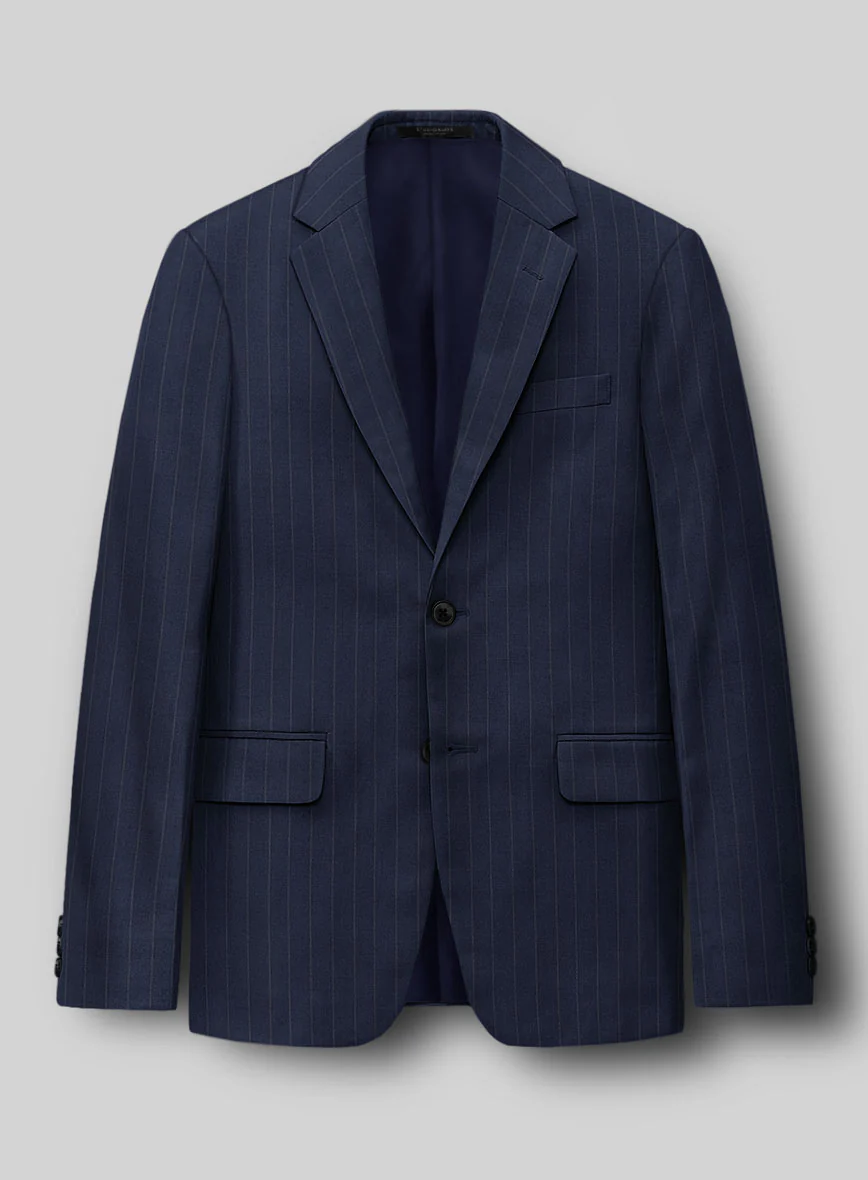 Hardy Minnis Navy Blue Pinstripe Wool Suit - Image 3