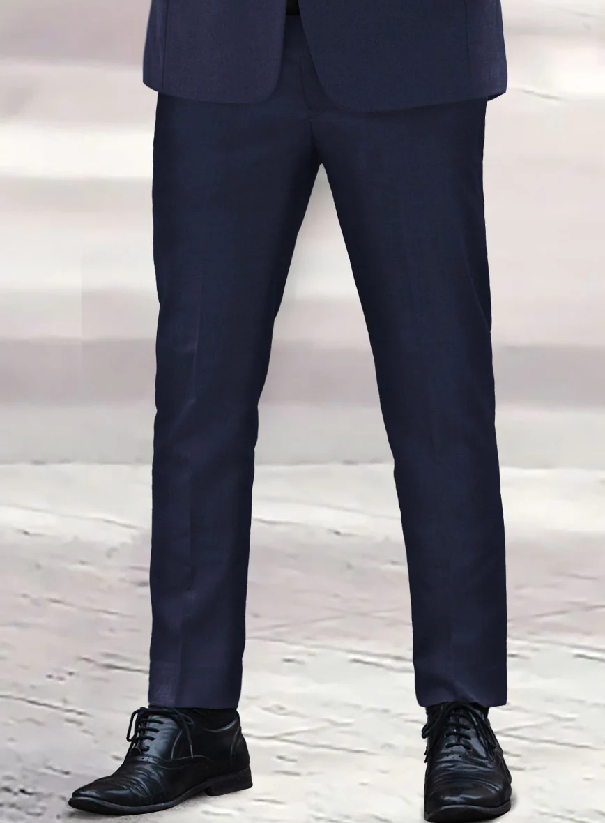 Hardy Minnis Navy Blue Twill Wool Pants - Image 2
