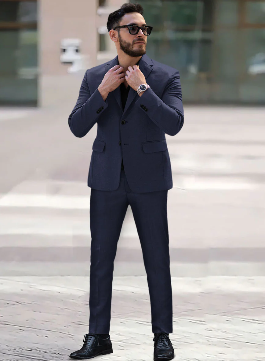 Hardy Minnis Navy Blue Twill Wool Suit - Image 2