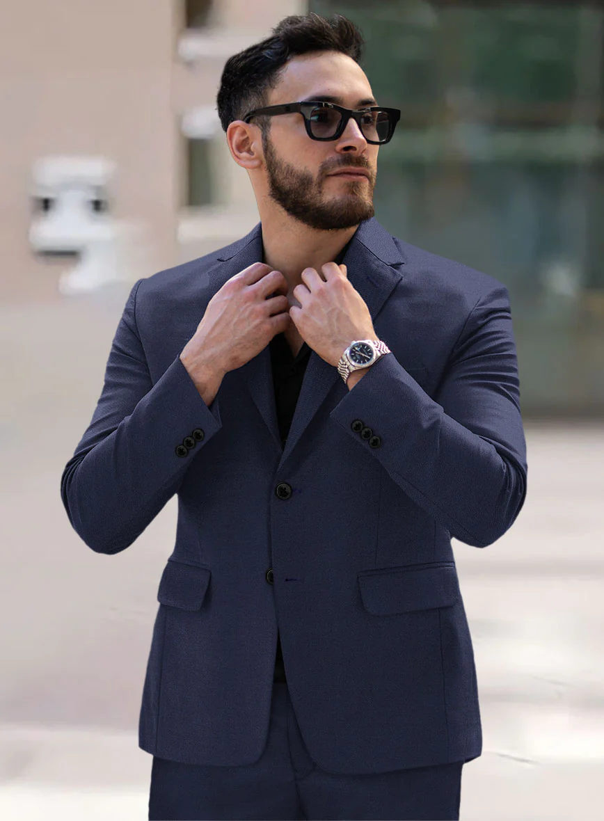 Hardy Minnis Navy Blue Twill Wool Suit - Image 4