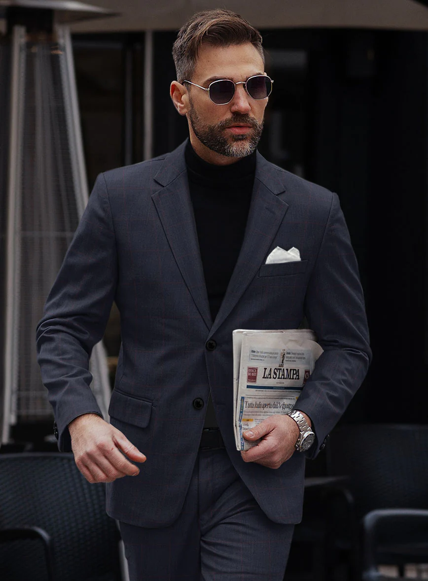 Hardy Minnis Pane Blue Wool Suit - Image 4