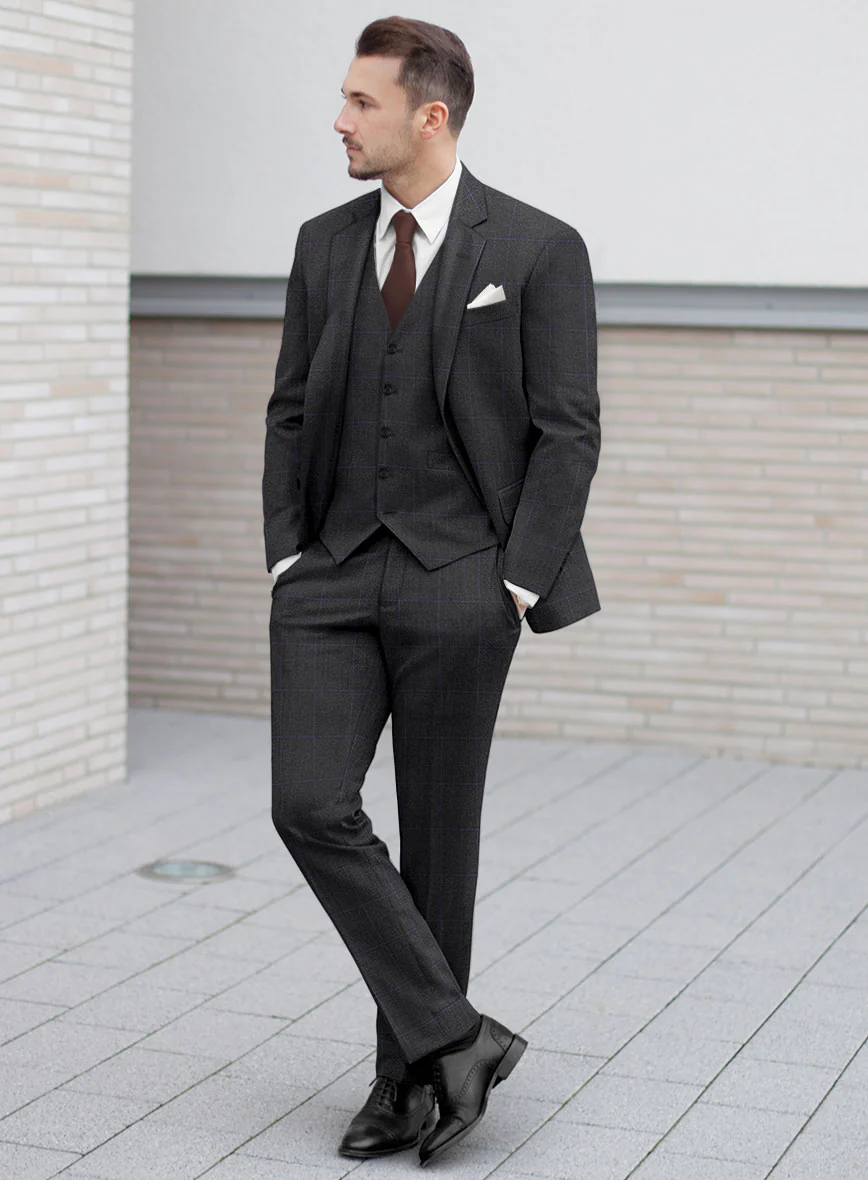 Hardy Minnis Pane Charcoal Wool Suit - Image 2