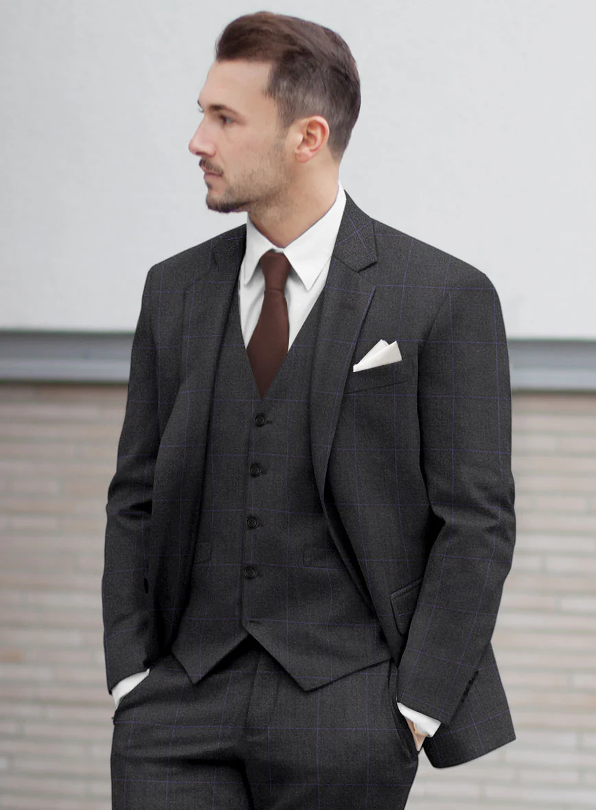 Hardy Minnis Pane Charcoal Wool Suit - Image 4