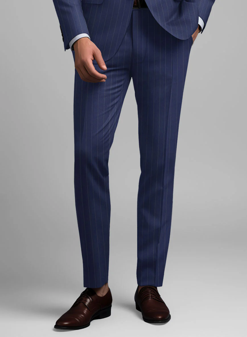 Hardy Minnis Royal Blue Pinstripe Wool Pants - Image 2