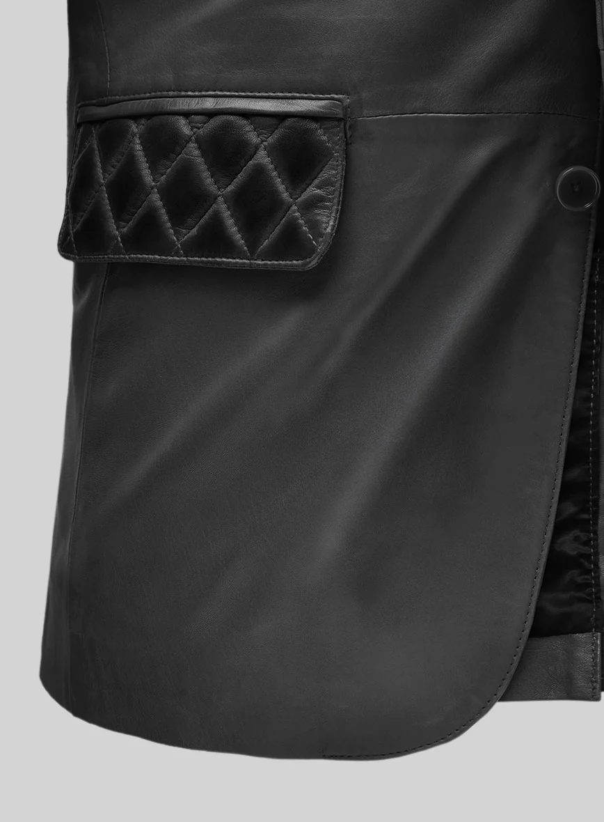 Harper Burnt Charcoal Leather Blazer - Image 3