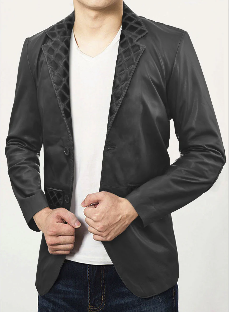 Harper Burnt Charcoal Leather Blazer - Image 4