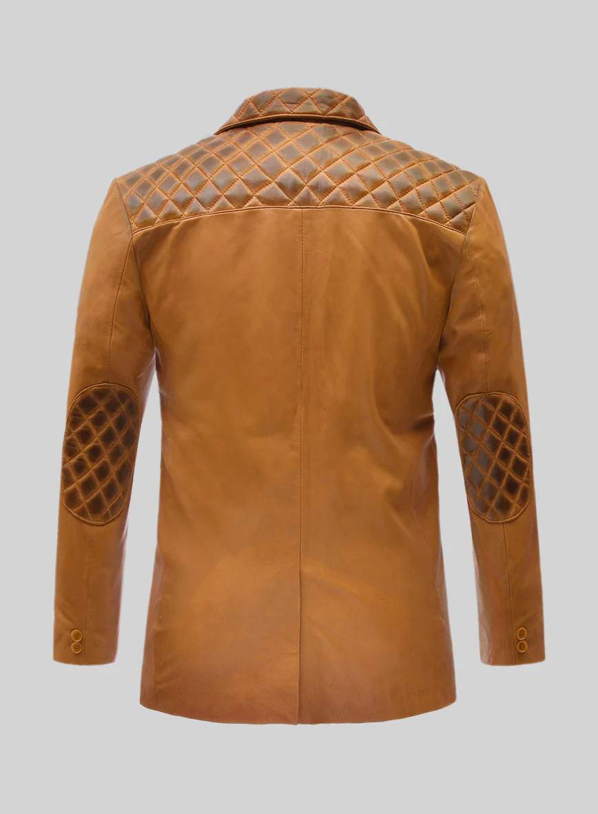 Harper Burnt Mustard Leather Blazer - Image 2