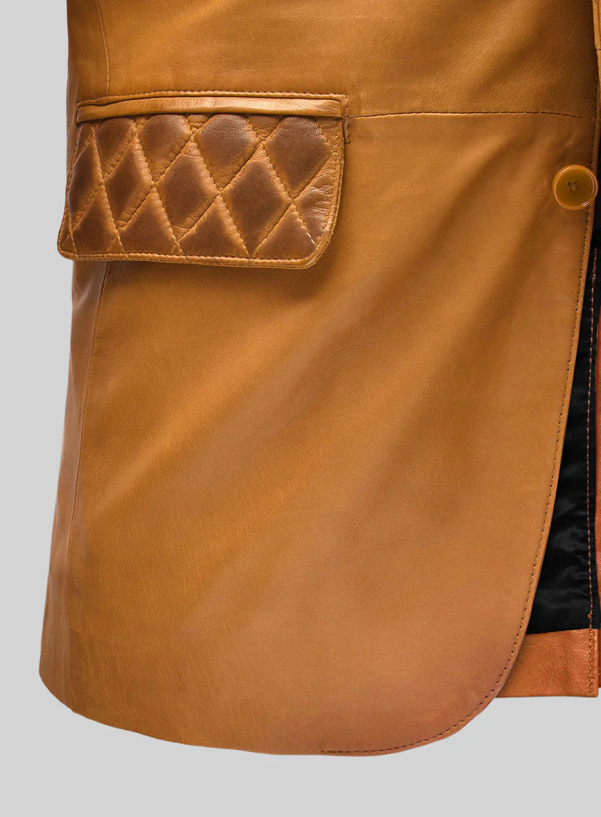 Harper Burnt Mustard Leather Blazer - Image 3