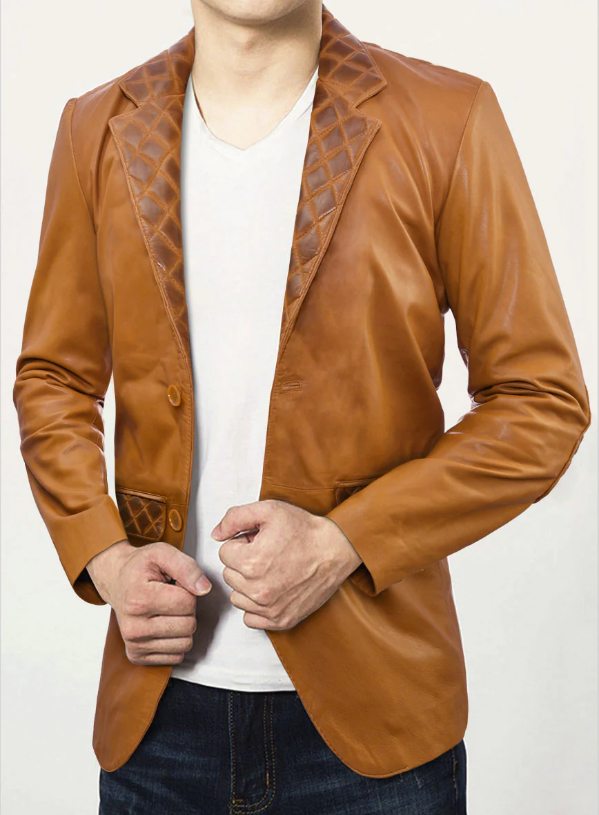 Harper Burnt Mustard Leather Blazer - Image 4