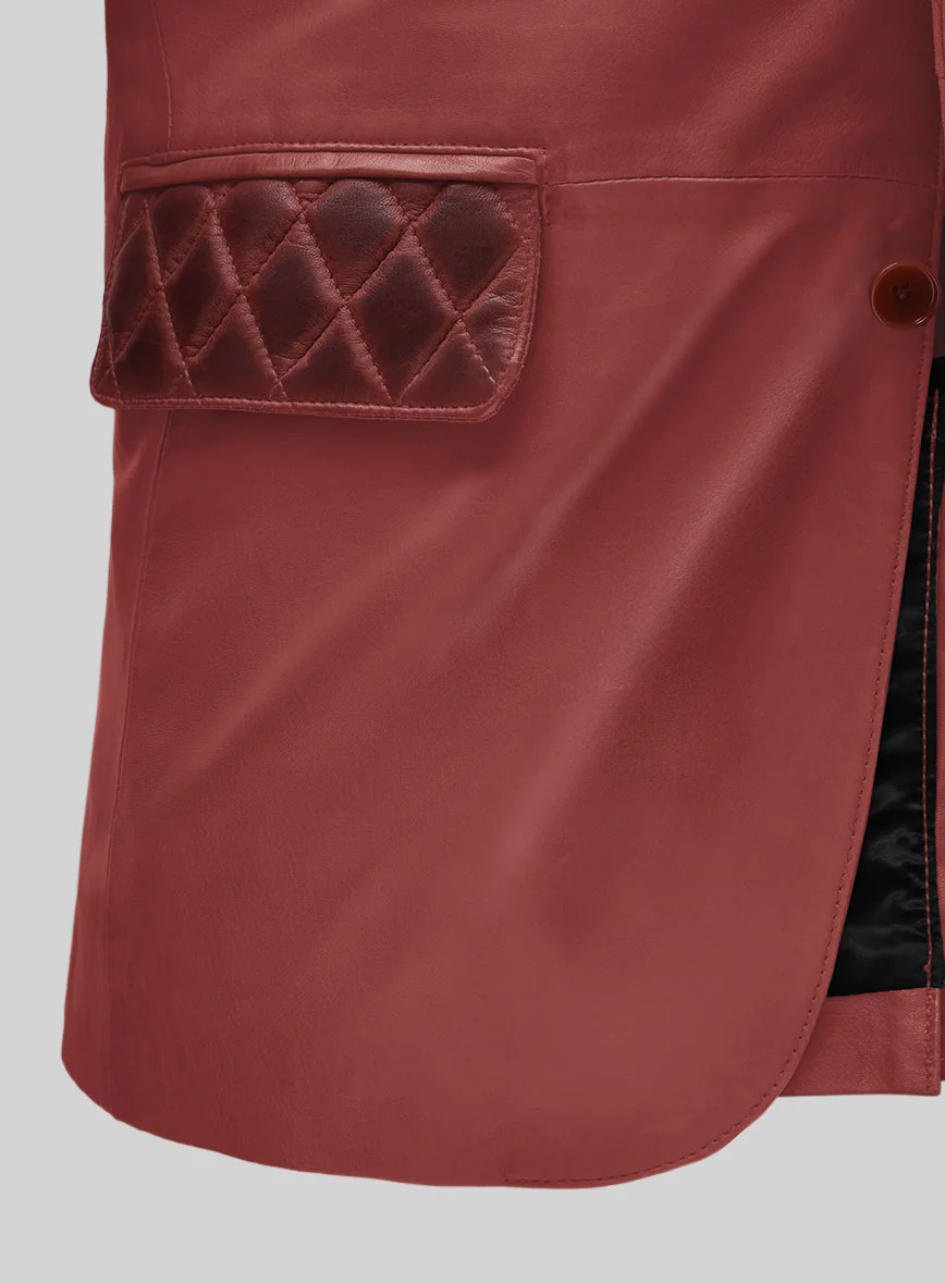 Harper Burnt Red Leather Blazer - Image 4