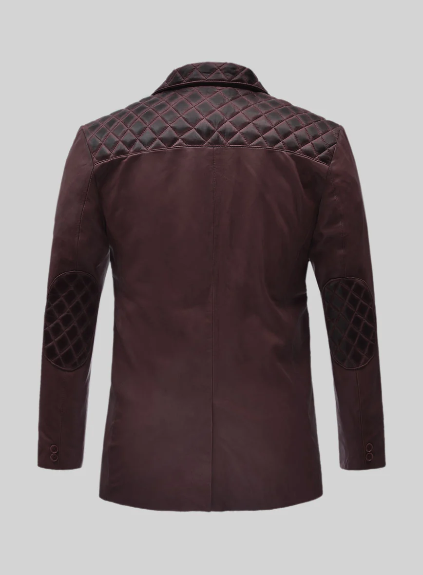 Harper Burnt Wine Leather Blazer - Image 2