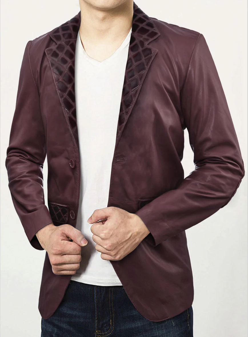 Harper Burnt Wine Leather Blazer - Image 4