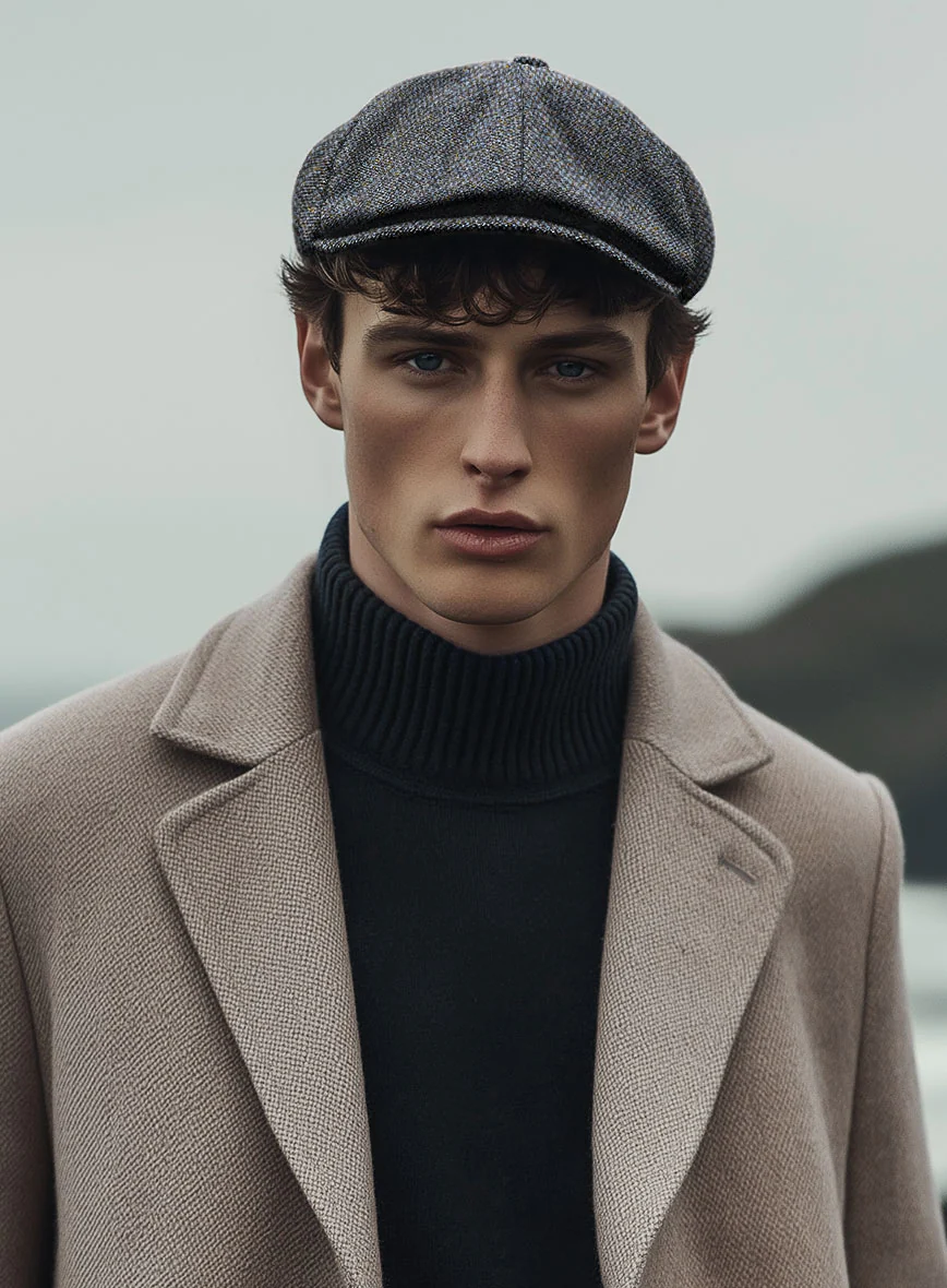 Harris Tweed Barley Blue Newsboy Cap - Image 2