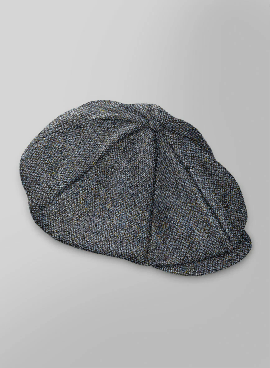 Harris Tweed Barley Blue Newsboy Cap - Image 3