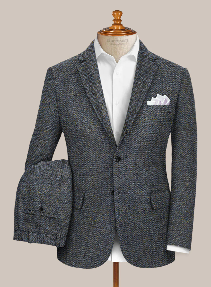 Harris Tweed Barley Blue Suit - Image 2