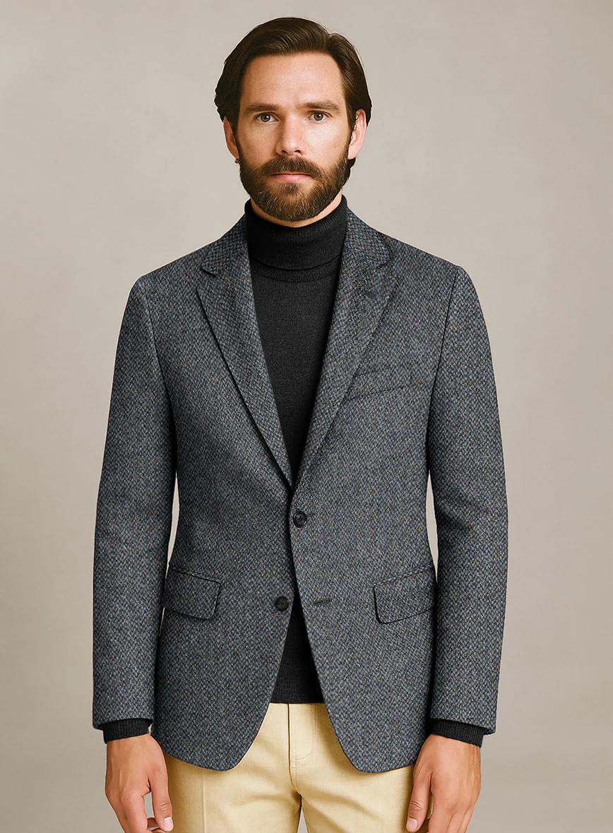 Harris Tweed Barley Blue Suit - Image 3