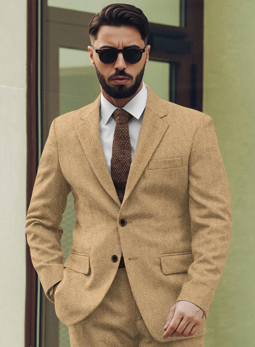 Harris Tweed Beige Herringbone Jacket - Image 2