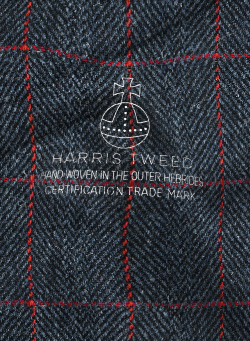 Harris Tweed Blue Checks Pea Coat - Image 4